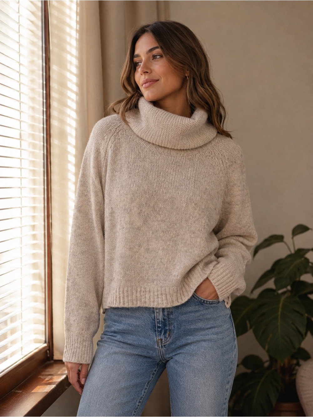Sincerely Jules Cream Cowl Neck Sweater